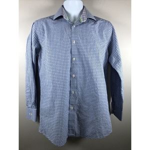 Tattersall Men's Button Down Shirt Size 15.5 Blue Long Sleeve Cotton